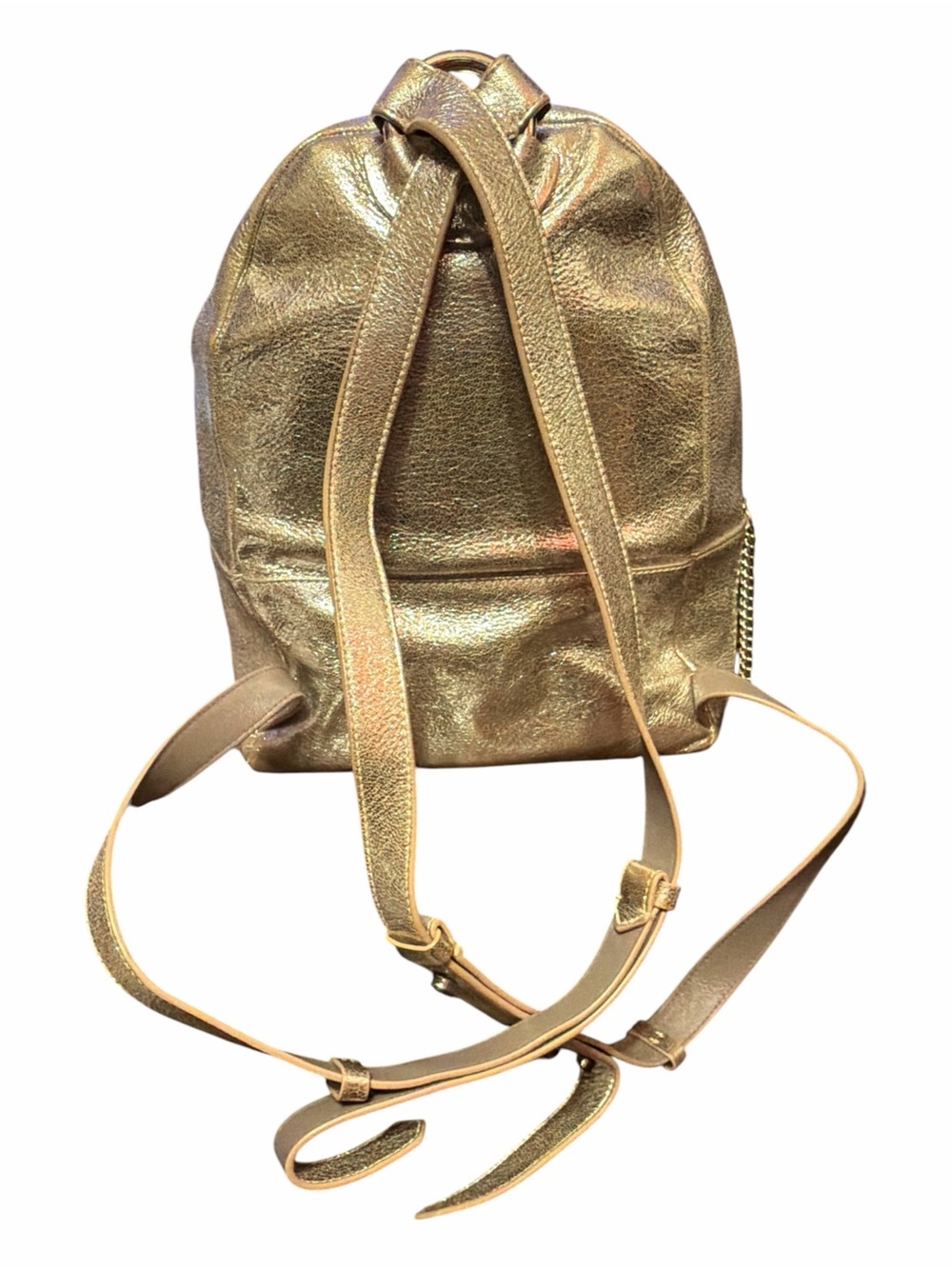 JIMMY CHOO Gold Metallic Leather Star Studded Cassie Backpack Handbag - Picture 3 of 9